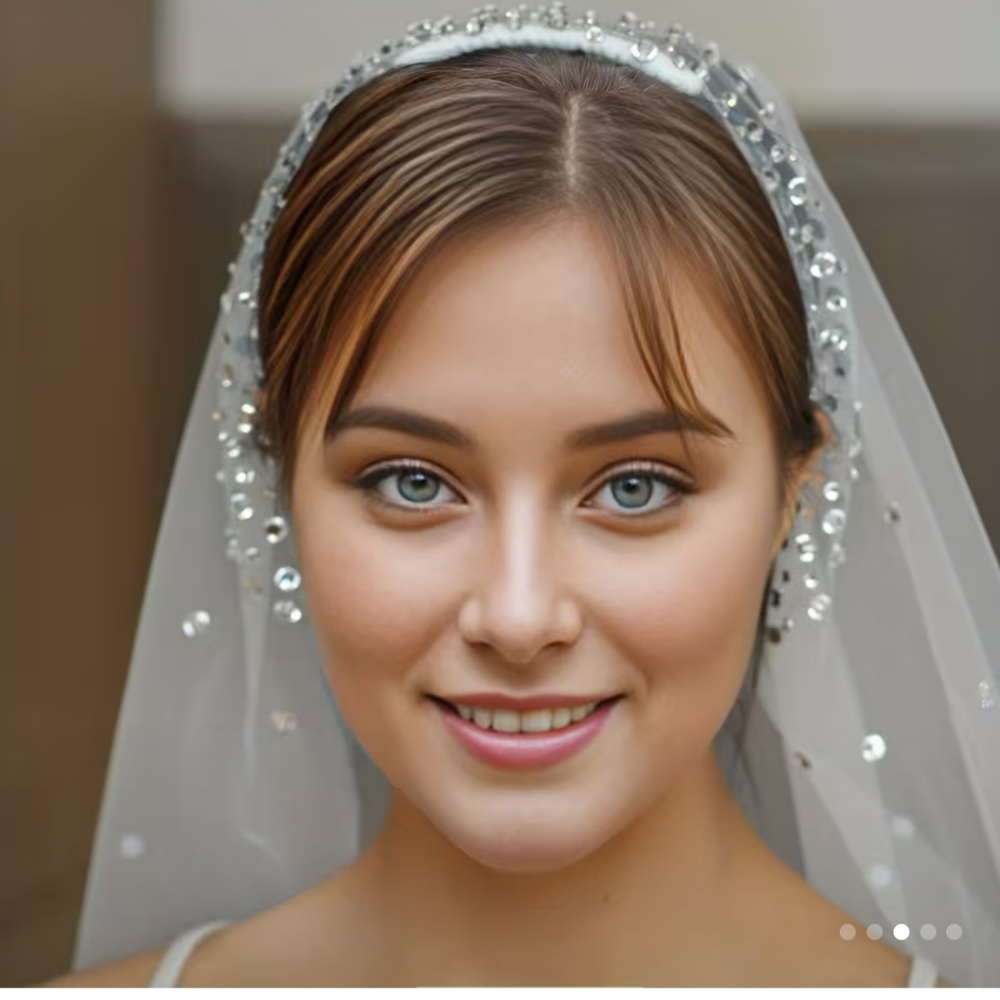 Elegant Off White Beaded Bridal Veil
